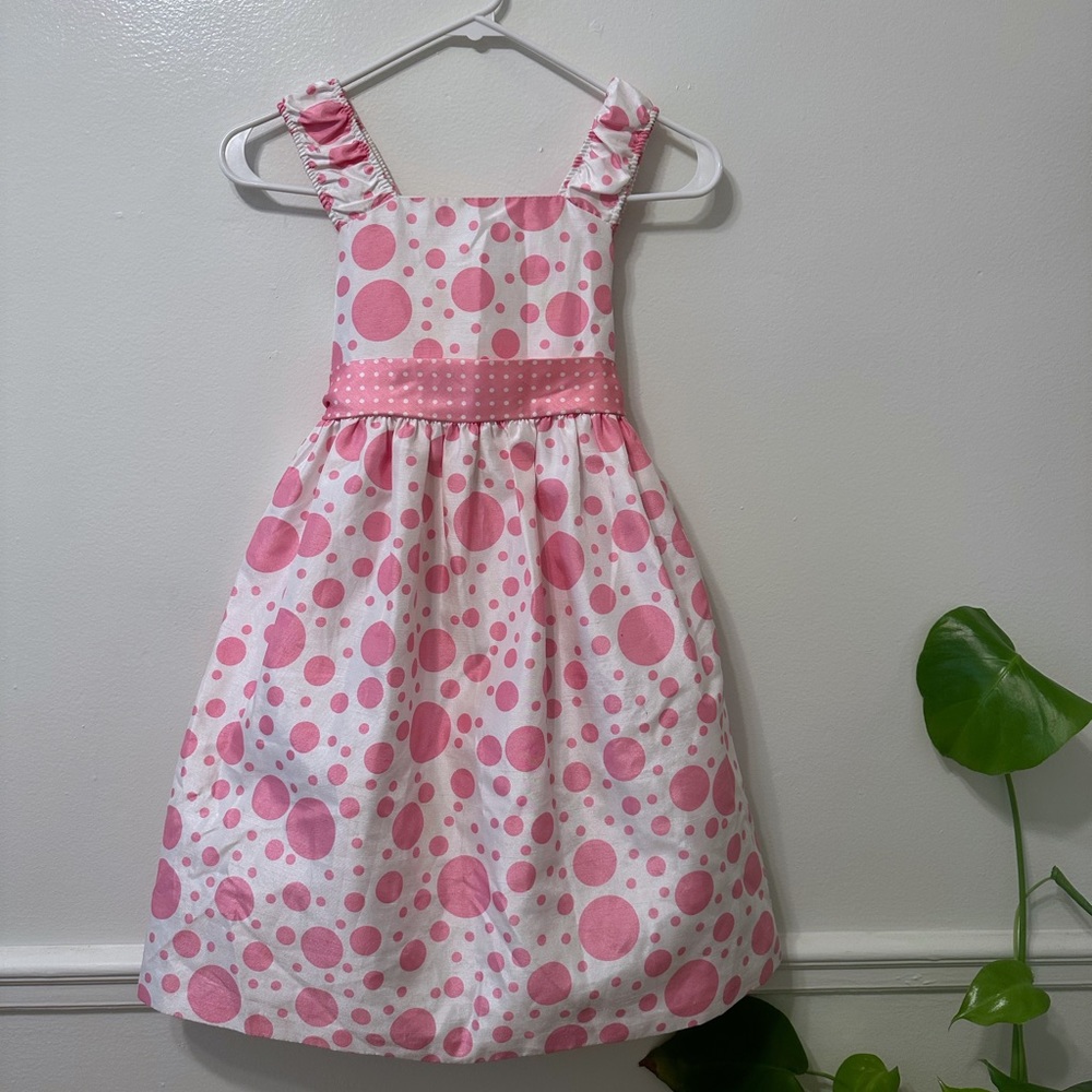 Bobbie Jean pin and white polkadotted dress